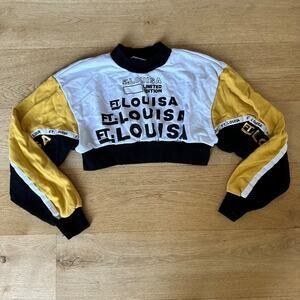 Ft Louisa - Cropped Logo Sweatshirt in White Black & Yellow